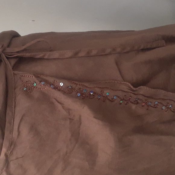 BOHO NEW  Brown Rayon Low Wrap Skirt  NWT one size OS - Picture 4 of 9